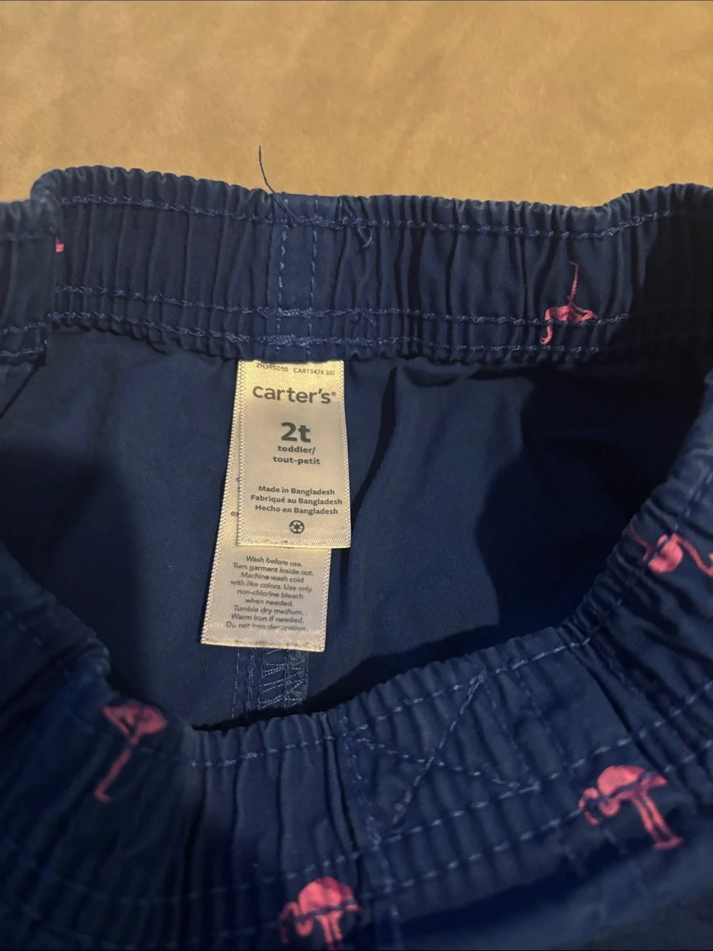 Carter's Navy Shorts with Pink Flamingo Print